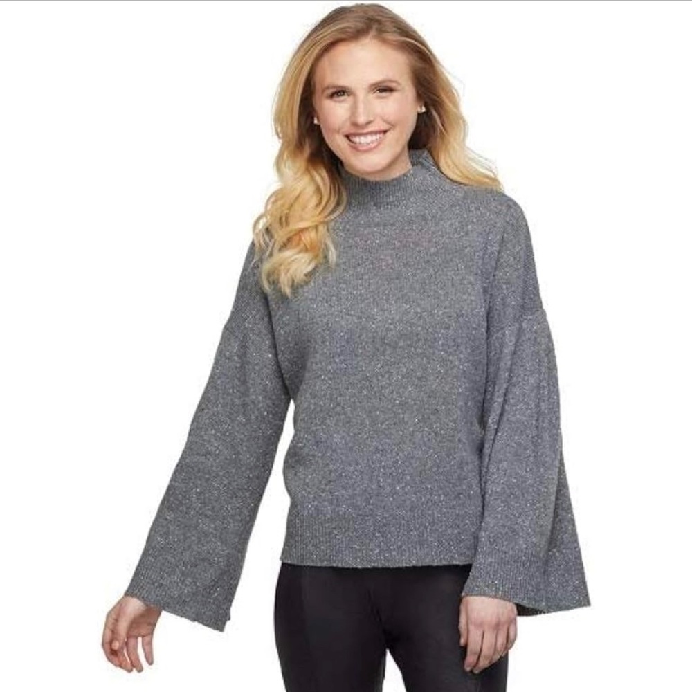 Grey Bell-Sleeve Sweater